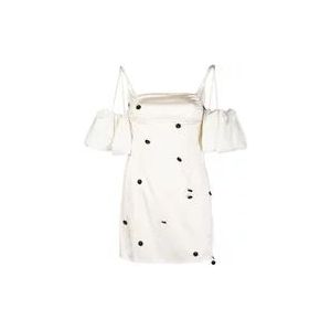 Jacquemus Geborduurde polkadot mini-jurk , White , Dames , Maat: XS