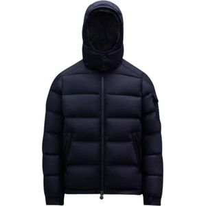 Moncler, Heren, Jassen, Blauw, Maat: S Flanel,
