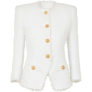 Balmain Wit dameskleding buitenkleding Ss25 , White , Dames , Maat: S