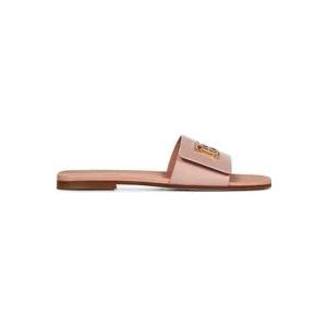 Burberry Roze Sandalen met Vierkante Neus en Metalen TB Monogram , Pink , Dames , Maat: 36 EU