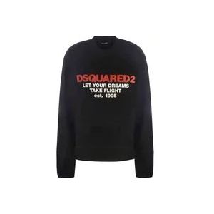 Dsquared2 Zwarte Regular Fit Sweatshirt , Black , Dames , Maat: L