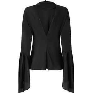 Pinko, Dames, Blouses & Shirts, Zwart, Maat: S Zijde,