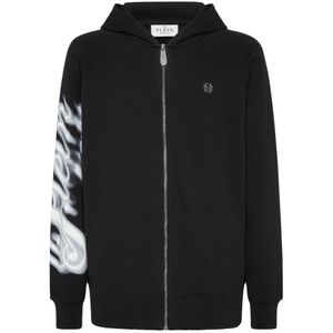 Philipp Plein, Heren, Sweatshirts & Hoodies, Zwart, Maat: S Katoen,