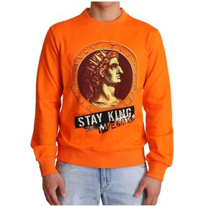 Dolce & Gabbana, Heren, Sweatshirts & Hoodies, Oranje, Maat: S Katoen,