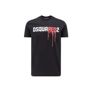 Dsquared2 Zwart Crew-neck T-shirt Cool Fit , Black , Heren , Maat: S