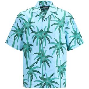 Jacquemus - La Chemise Jean - Overhemd - Blauw - Katoen - Palmboomprint
