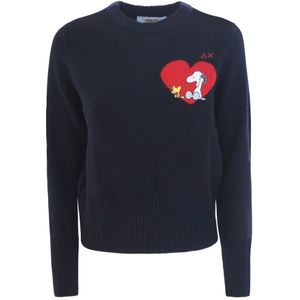 Sun68, Dames, Truien, Blauw, Maat: S Wol,