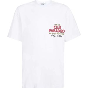 Msgm, Heren, Tops, Wit, Maat: M Katoen,