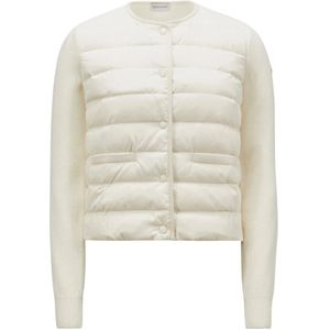 Moncler Stijlvolle Gebreide Cardigan voor Vrouwen , Beige , Dames , Maat: M