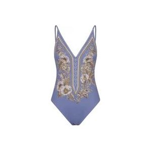 Zimmermann Zee Button Plunge Kleding , Blue , Dames , Maat: S