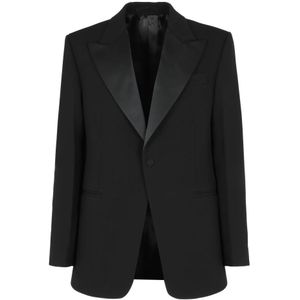 Ferragamo, Heren, Jassen, Zwart, Maat: L Wol,