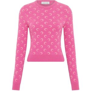 Marine Serre, Dames, Truien, Roze, Maat: M Wol,