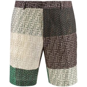Fendi, Heren, Korte broeken, Veelkleurig, Maat: S Linnen,