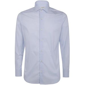 Tintoria Mattei 954, Heren, Overhemden, Blauw, Maat: L Denim,