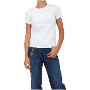 Elisabetta Franchi, Dames, Tops, Wit, Maat: XS Katoen,