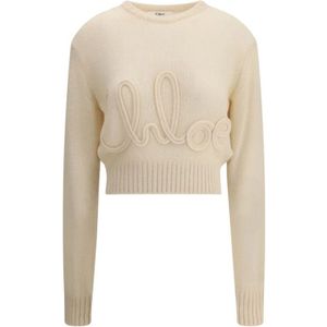 Chloé, Dames, Truien, Beige, Maat: M Wol,