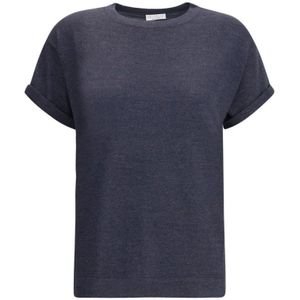 Brunello Cucinelli, Dames, Tops, Blauw, Maat: L