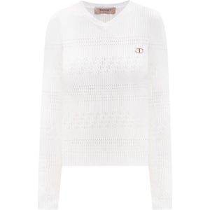 Twinset, Dames, Truien, Wit, Maat: XS Viscose,