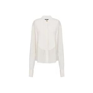 Balmain Geplooide crepe Tuxedo shirt , White , Dames , Maat: M