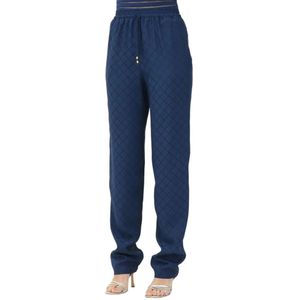 Elisabetta Franchi, Dames, Broeken, Blauw, Maat: XS Satijn,