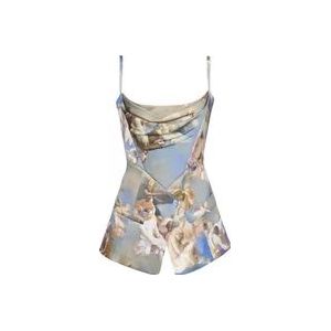 Balmain Sky printed satin corset top , Multicolor , Dames , Maat: S