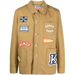 Kenzo - Khaki Patch Katoenen Jas - Groen - Heren