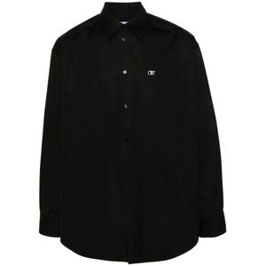 Off White, Heren, Overhemden, Zwart, Maat: XS Katoen,