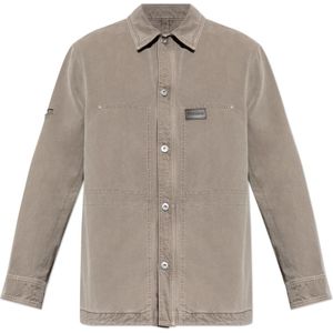 Ferragamo, Heren, Overhemden, Grijs, Maat: M Denim,