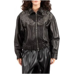 Dondup, Dames, Jassen, Zwart, Maat: XS Leer,