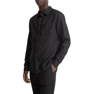 Vince, Heren, Overhemden, Zwart, Maat: S Linnen,