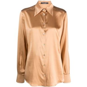 Dolce & Gabbana, Dames, Blouses & Shirts, Beige, Maat: S Zijde,