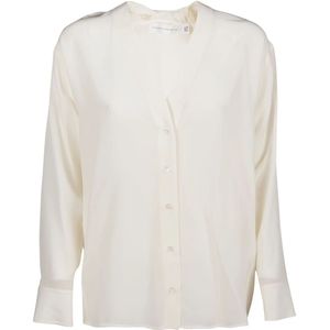 Victoria Beckham, Dames, Blouses & Shirts, Beige, Maat: S Zijde,