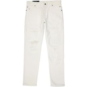 Balmain Denim Jeans met Achterlogo Detail , White , Heren , Maat: W32