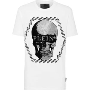 Philipp Plein, Heren, Tops, Wit, Maat: S Katoen,