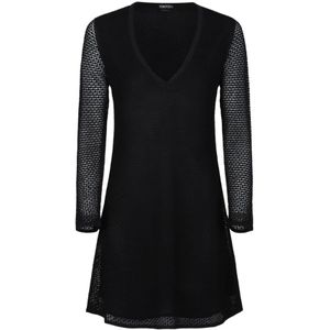 Tom Ford, Dames, Jurken, Zwart, Maat: L Leer,