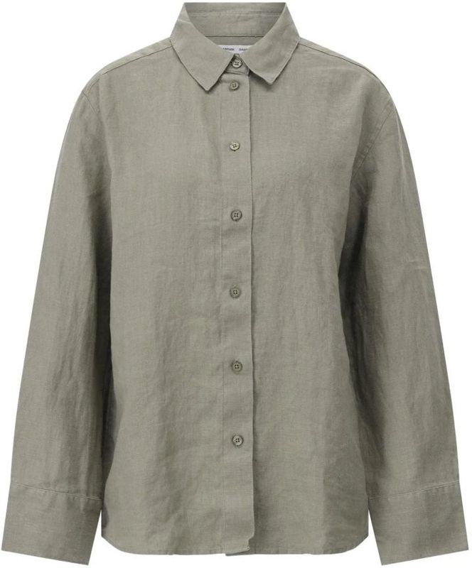 Samsøe Samsøe - Blouse - Groen - Dames - Linnen