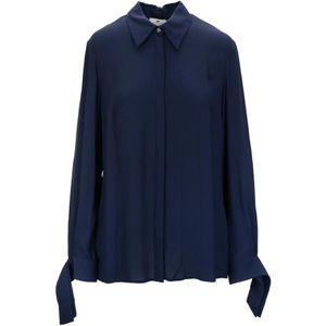 Elisabetta Franchi, Dames, Blouses & Shirts, Blauw, Maat: S Viscose,