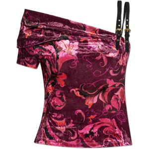 Versace Jeans Couture, Dames, Blouses & Shirts, Roze, Maat: XS Velours,