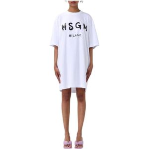 MSGM - TShirt Dress - Wit - Jerseyjurken