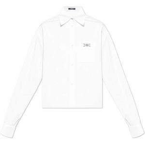 Versace, Dames, Blouses & Shirts, Wit, Maat: S Katoen,