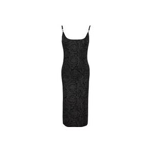 Versace Barocco lurex jurk met Medusa details , Black , Dames , Maat: XS