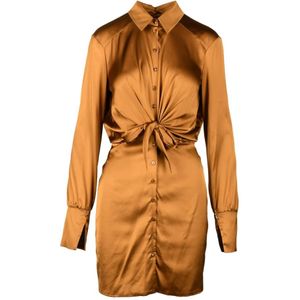 Patrizia Pepe, Dames, Jurken, Bruin, Maat: XS Viscose,