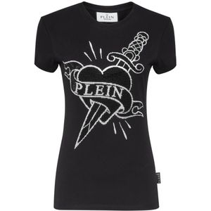 Philipp Plein, Dames, Tops, Zwart, Maat: S Katoen,