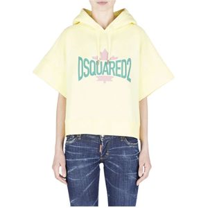 Dsquared2, Dames, Sweatshirts & Hoodies, Geel, Maat: 2XS Katoen,
