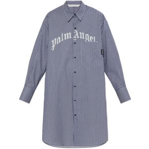 Palm Angels, Dames, Jurken, Blauw, Maat: XS Katoen,