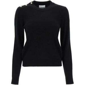 Ganni, Dames, Truien, Zwart, Maat: M Wol,