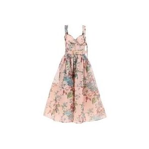 Zimmermann Bloemen Zijde-Linnen Bustier Jurk , Multicolor , Dames , Maat: XS