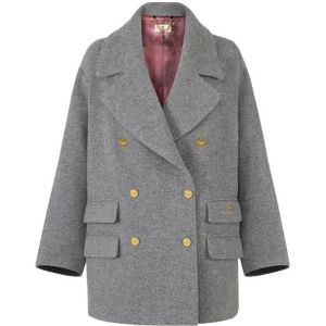 Elisabetta Franchi, Dames, Mantels, Grijs, Maat: S Wol,