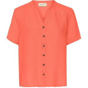 Cream, Dames, Blouses & Shirts, Oranje, Maat: S/M Linnen,