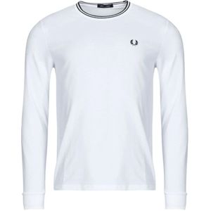 Fred Perry - Long Sleeve Twin Tipped T-Shirt - Wit - Heren